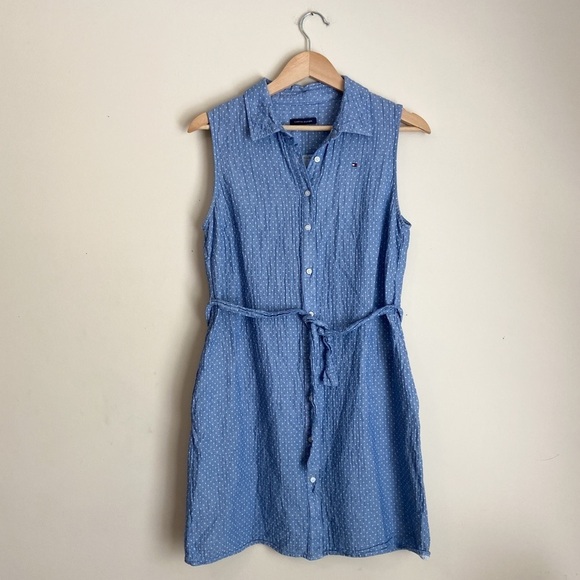 Tommy Hilfiger Dresses & Skirts - Tommy Hilfiger Blue Polka Dot Sleeveless Dress